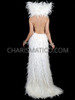 Regal Angelic White Backless Feather Gown with High Collar