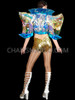 Neo Futuristic Blue Iridescent Vinyl Bolero Jacket
