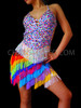 Colorful Latin Styled Rainbow Gay Pride Fringe Dance Mini-Dress