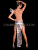 Silver Futuristic Dress With Beads Details And Open Mesh Back