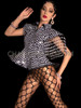 White Black Sequin Drag Queen Diva Flare Jacket