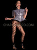  White Black Sequin Drag Queen Diva Flare Jacket