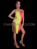Striking Neon Latin Fringe Dance Leotard with Rhinestones Accents