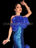 Sapphire Blue Sequin Gown With Ruffled Organza Embellishments
