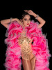 Sassy Pink Diva Ruffled Organza Boa With Netted Trim