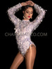 Clear Sparkle turtleneck Dance leotard with teardrop sequins
