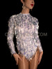 Clear Sparkle turtleneck Dance leotard with teardrop sequins