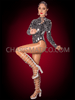 Shiny Silver Mirror Dance Full-Sleeve Leotard with Disco Ball Effect 