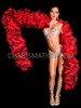 Fierce Red Ruffle Organza Boa with Black Lace Trim
