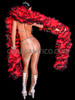 Fierce Red Ruffle Organza Boa with Black Lace Trim
