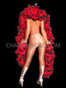 Fierce Red Ruffle Organza Boa with Black Lace Trim
