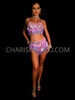 Pink Cosmic Sequin Rave Festival Top and Skirt 