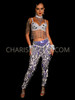 Silver Sparkle Rectangular Sequin Rave Festival Legging Pants