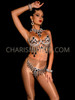 Starlight Soirée Black Silver Crystal Burlesque Bra and Belt Set