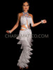 Silver Jennifer Lopez-inspired Fringe Cutout Salsa Dance Pants