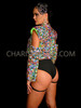 Rainbow Shimmer Multicolor 3D Sequin Cutout  Rave Jacket