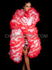 White Christmas Organza Boa with Red Lace Trim