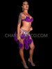Midnight Purple Bra and Crystal Fur Festival belt 