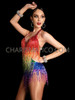 Rainbow Pride LGBT Beaded Fringe Salsa Dance Leotard