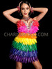 Rainbow Gay Pride LGBT Feather Crystallized Dress 