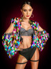 Multicolor Cut-out Shoulder Sequin Festival Bolero Jacket