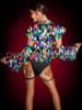 Multicolor Cut-out Shoulder Sequin Festival Bolero Jacket