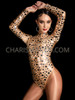 Sparkling Sands Beige Sequin Dance Full Sleeve Leotard 