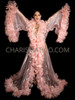 Peach Sheer Organza Reveal Coat with Ruffled Borders