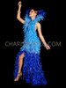Blue Ocean High-Collar Feather Full-Length Gown