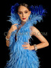 Blue Ocean High-Collar Feather Full-Length Gown