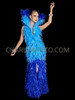 Blue Ocean High-Collar Feather Full-Length Gown