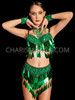 Enchanting Emerald Teardrop Belly Dance Bra and Belt Set