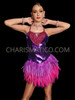 Bejeweled Purple Fuchsia Sequin Latin Salsa Feather Dress 