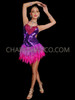 Bejeweled Purple Fuchsia Sequin Latin Salsa Feather Dress 