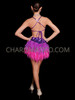 Bejeweled Purple Fuchsia Sequin Latin Salsa Feather Dress 