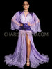 Lavender Sequin Embellished Drag Queen's Pleated Organza Fancy Showtime Coat