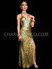 Golden Glittery Sequin Drag Queen Diva Pageant Gown