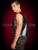 Black Synthetic Leather Vest With Fancy Holes