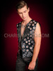 Black Synthetic Leather Vest With Fancy Holes