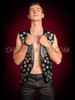 Black Synthetic Leather Vest With Fancy Holes