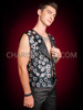 Black Synthetic Leather Vest With Fancy Holes