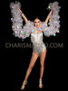 Silver Ruffled Organza Drag Queen Cabaret Boa With XXL Sequin