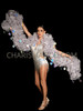 Silver Ruffled Organza Drag Queen Cabaret Boa With XXL Sequin