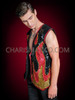 Black Red Sequin Fire Men Dance Vest 