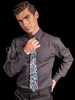 Iridescent Silver Black Sequin Cabaret Necktie 