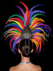 Vibrant Rooster Pride Feather Headdress with Crystal Adornments