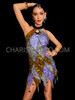 Mystic Prism High-Neck Sequin Dance Dress