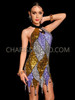 Mystic Prism High-Neck Sequin Dance Dress