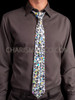 Classic Icy Metallic Silver Sequin And Iridescent Crystal Cabaret Necktie