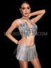 Stardust Silver Rhinestone Bra Skirt Set 